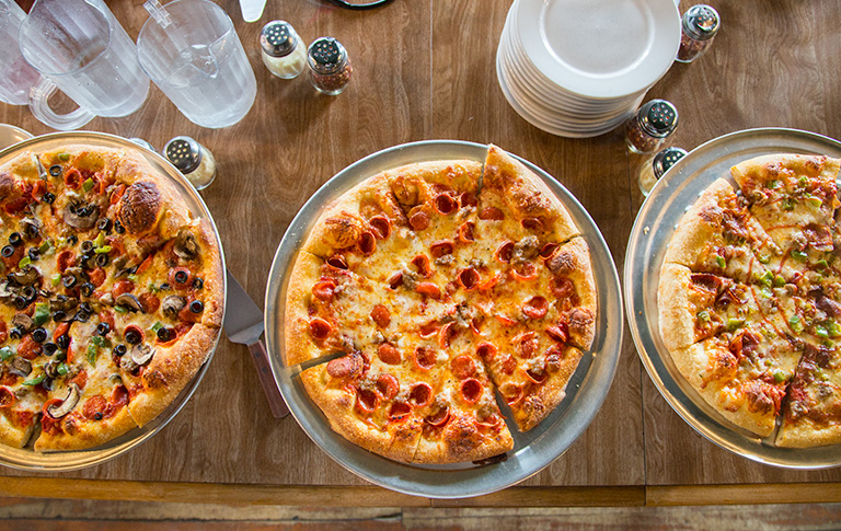 three pizzas