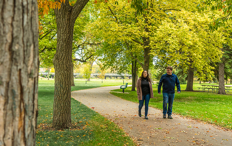 couple walking in a park